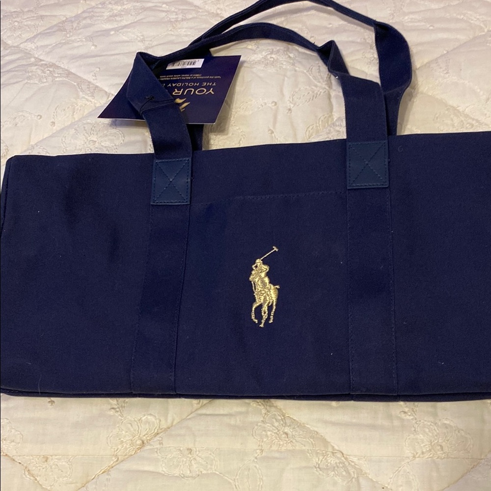 Polo by Ralph Lauren Navy and Gold Tote Bag
